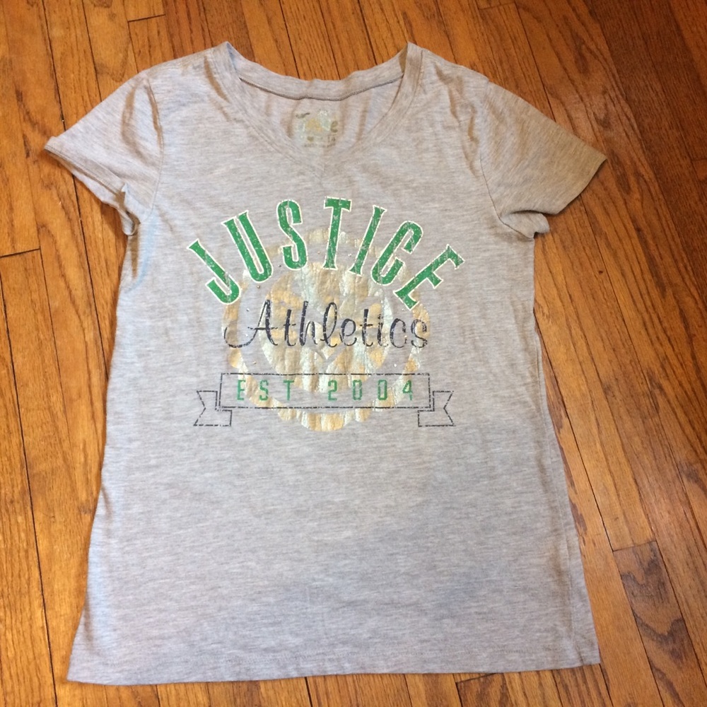 Justice Girls Short Sleeve T-Shirt Size 14 Gray